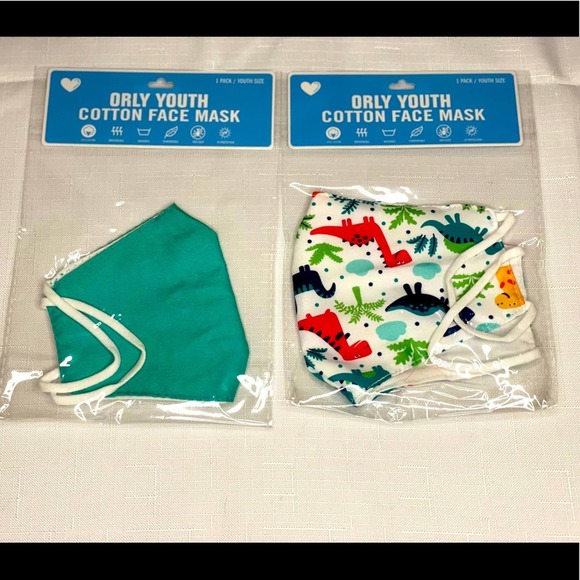 Orly Youth Kids Cotton Set of 2 Face Mask Dinosaur - Picture 1 of 3